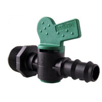 PE shut-off valve plug-in / screw connection 16mm x 3/4 AG