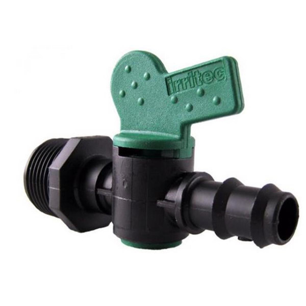 PE shut-off valve plug-in / screw connection 20mm x 3/4 AG