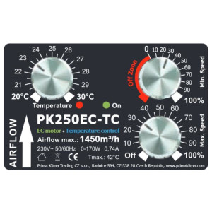Prima Klima EC tube fan PK250EC-TC 1450m&sup3;/h