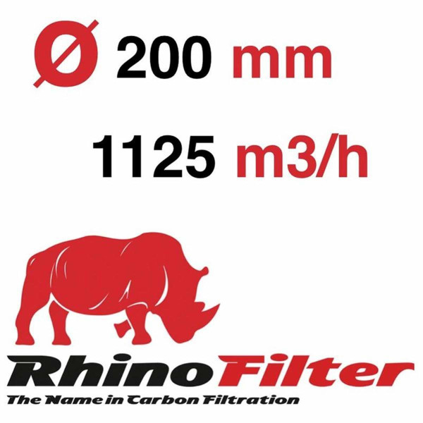Rhino Pro 975 m³/h Aktivkohlefilter AKF Filter 200 mm Flansch Abluft Grow 